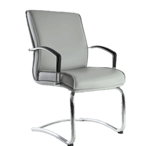 Silla de visita BM-43 tapizada en vinipiel gris