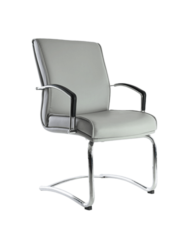 Silla de visita BM-43 tapizada en vinipiel gris