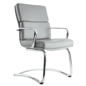Silla de visita BM-1603 tapizada en vinipiel gris claro