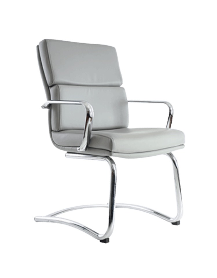 Silla de visita BM-1603 tapizada en vinipiel gris claro