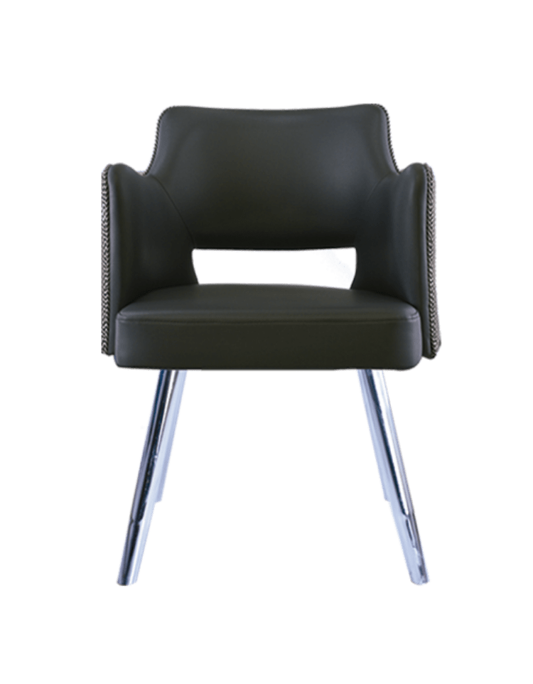 Silla de visita BM-1903 tapizada en vinipiel negro