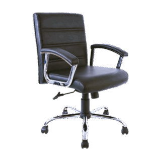 Silla operativa BM-1701 tapizada en piel negro