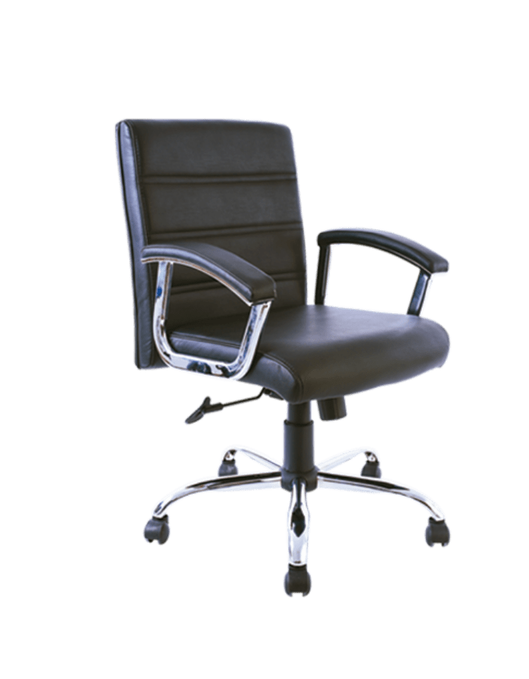 Silla operativa BM-1701 tapizada en piel negro