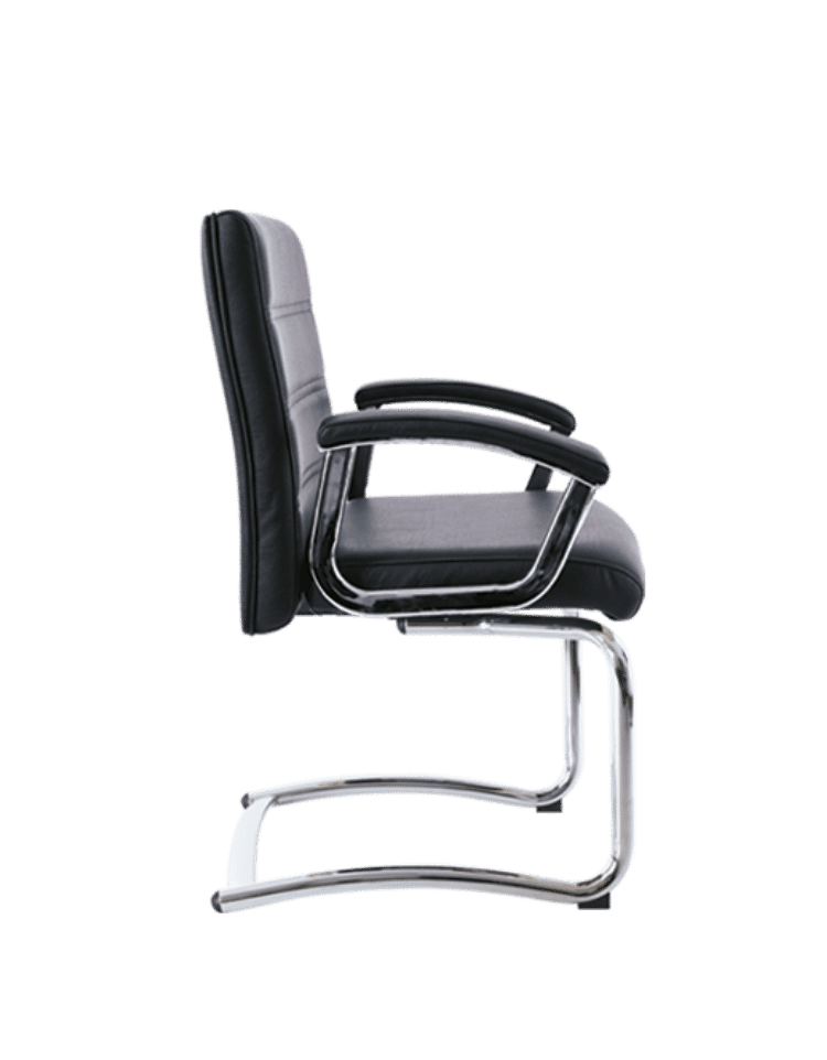 Silla de visita BM-1703 tapizada en piel negro