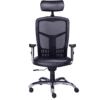 Silla ejecutiva rp-4600 con cabecera, asiento en piel y respaldo en mesh negro