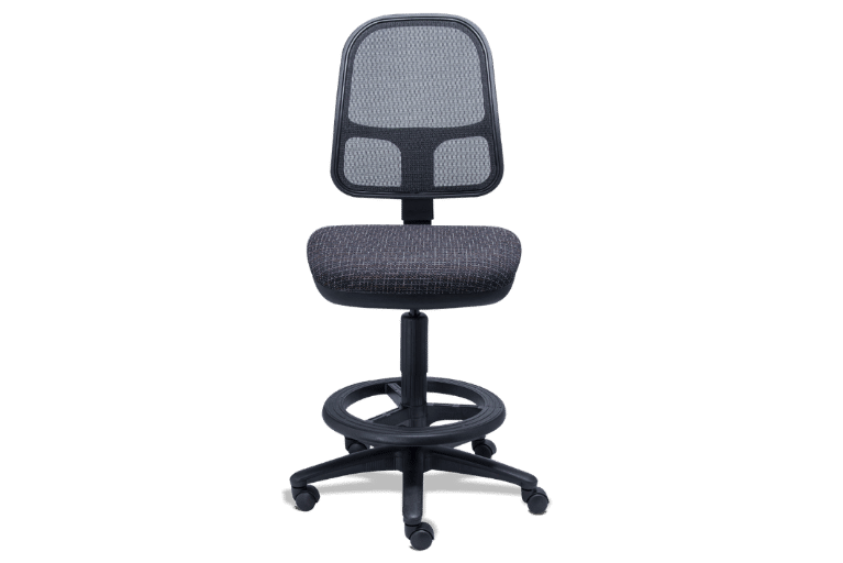 Silla cajero rs-490 con asiento en tela, respaldo en mesh negro y aro de nylon