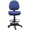 Silla cajero rs-500 tapizada en tela azul con aro de acero descansapiés