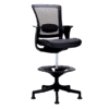 Silla cajero Skate Task en mesh negro con aro descansapiés y brazos ajustables