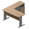 Escritorio ejecutivo Nittro de 140 cm acabado roble en conjunto con lateral y pedestal