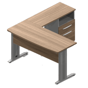 Escritorio ejecutivo Nittro de 140 cm acabado roble en conjunto con lateral y pedestal