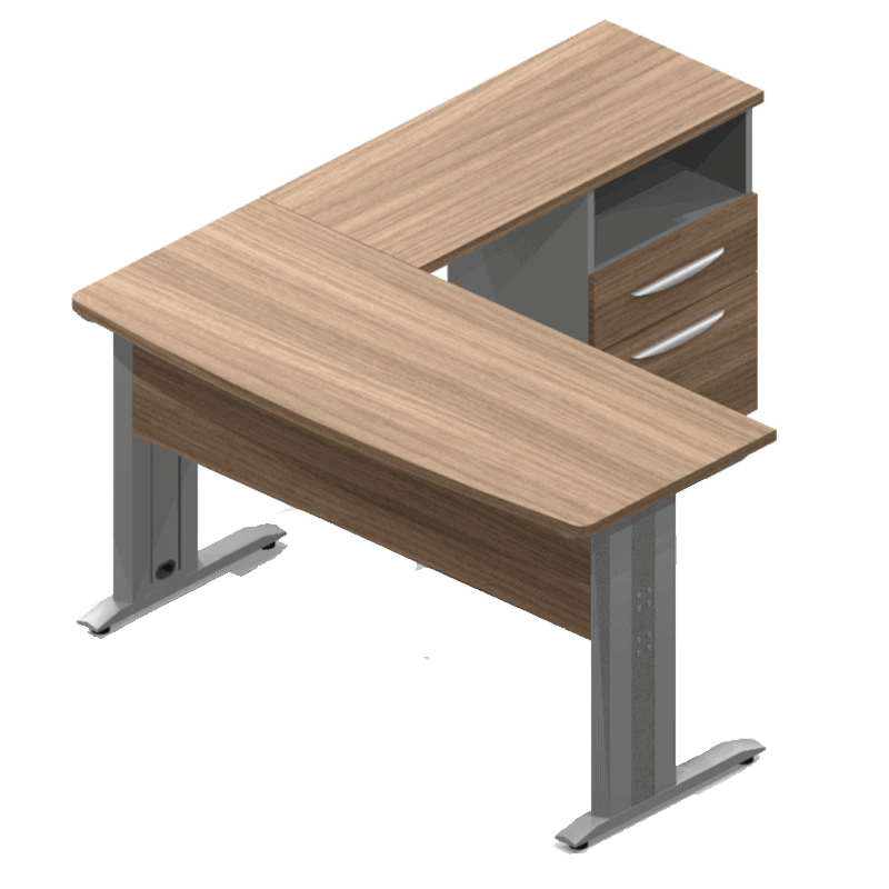Escritorio ejecutivo Nittro de 140 cm acabado roble en conjunto con lateral y pedestal