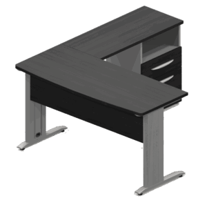 Escritorio ejecutivo Nittro de 140 cm acabado storm en conjunto con lateral y pedestal