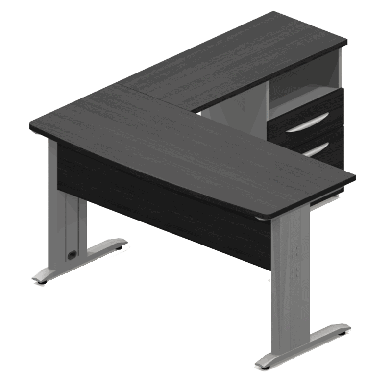 Escritorio ejecutivo Nittro de 140 cm acabado storm en conjunto con lateral y pedestal