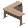 Escritorio ejecutivo Nittro de 160 cm acabado roble en conjunto con lateral y pedestal