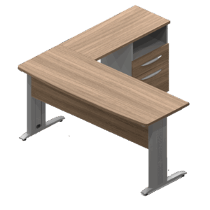 Escritorio ejecutivo Nittro de 160 cm acabado roble en conjunto con lateral y pedestal