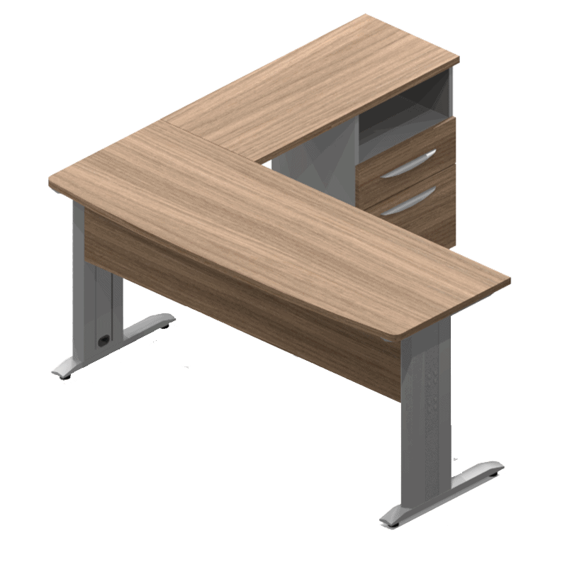 Escritorio ejecutivo Nittro de 160 cm acabado roble en conjunto con lateral y pedestal