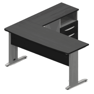 Escritorio ejecutivo Nittro de 160 cm acabado storm en conjunto con lateral y pedestal