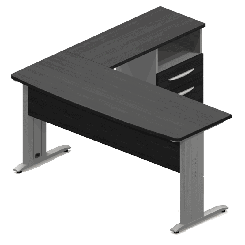Escritorio ejecutivo Nittro de 160 cm acabado storm en conjunto con lateral y pedestal