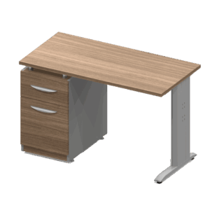 Escritorio Nittro de 120 x 60 cm acabado roble con pedestal de cajón y archivero