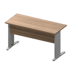 Escritorio Nittro de 140 x 58 cm acabado roble en melamina con patas metálicas