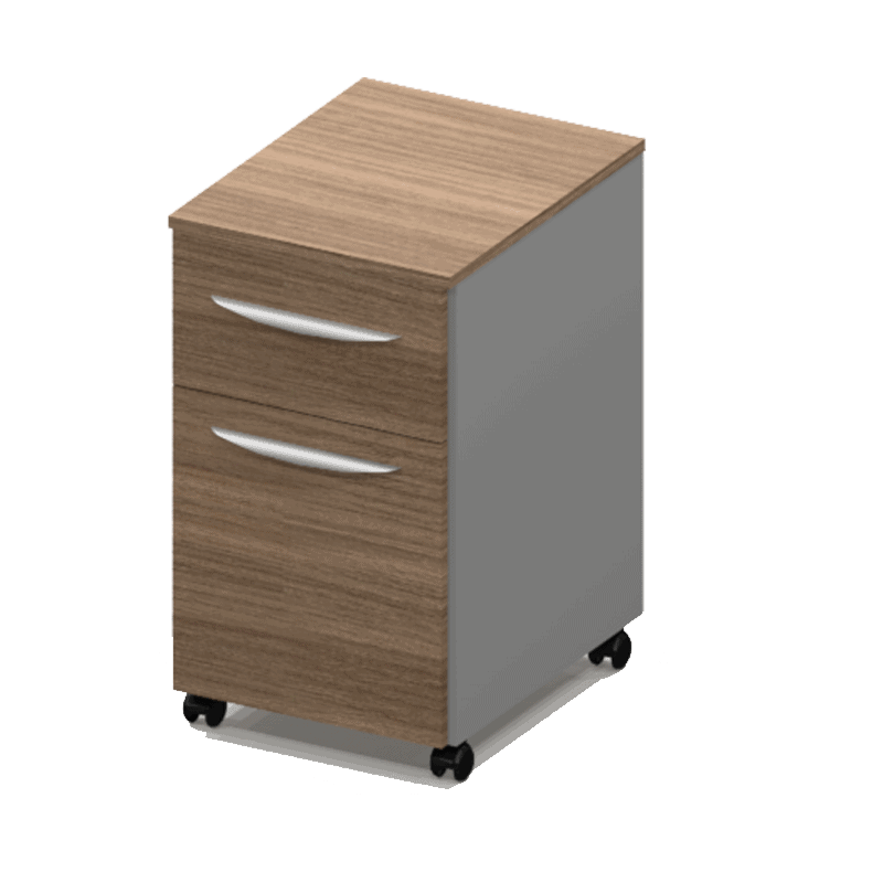 Archivero móvil Nittro acabado roble con cajón papelero y cajón archivero