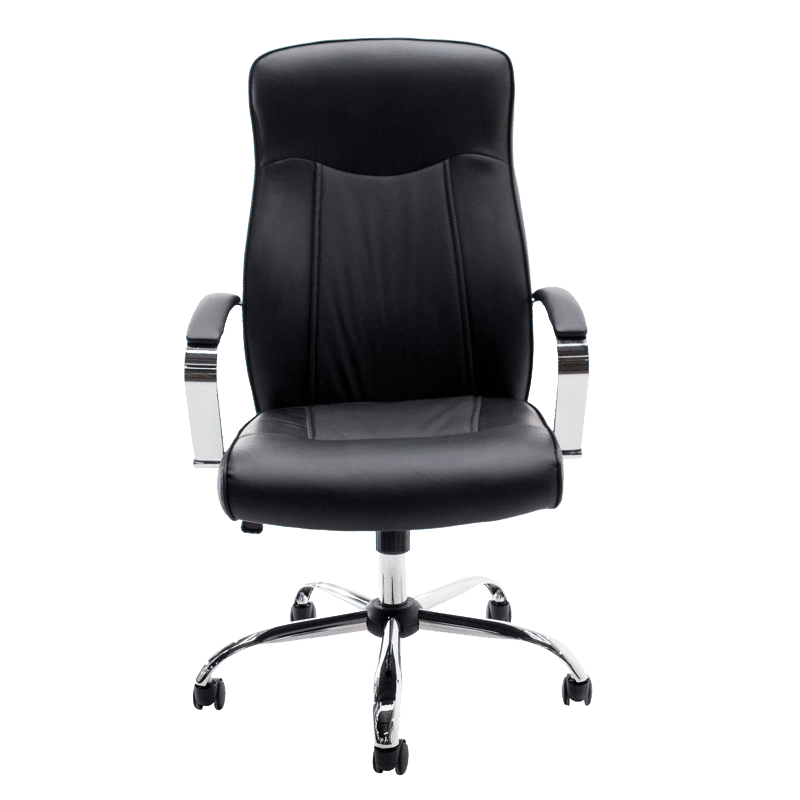 Silla ejecutiva Klave 1120 en vinipiel negro con estructura cromada