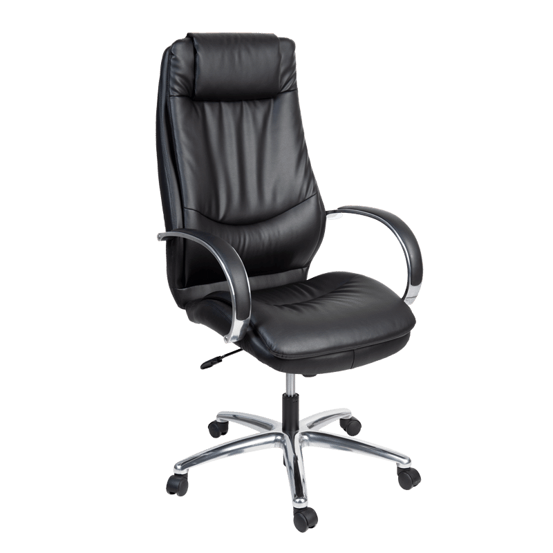 Silla ejecutiva Klave 1800 tapizada en vinipiel negro con respaldo alto acojinado