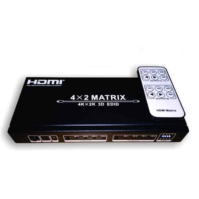 Matrix HDMI Switch Redleaf HD-MS402A de 4 entradas y 2 salidas