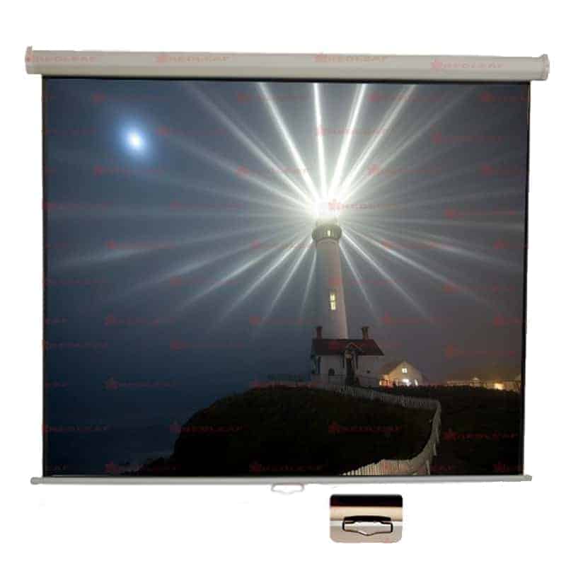 Pantalla manual Redleaf PP7070 de 70x70 con gabinete metálico octogonal