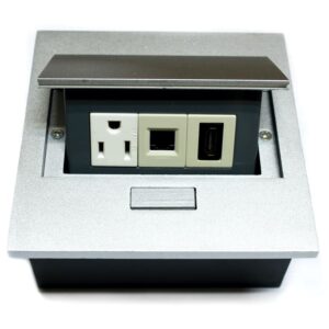 Panel Redleaf con conectores AC, red y HDMI para escritorio