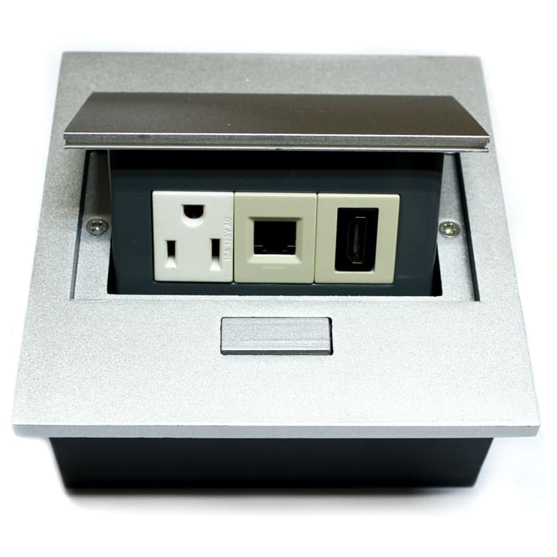 Panel Redleaf con conectores AC, red y HDMI para escritorio
