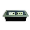 Panel con conectores Redleaf 3320 con 2 AC, VGA, HDMI, audio y RJ45 de red para escritorio