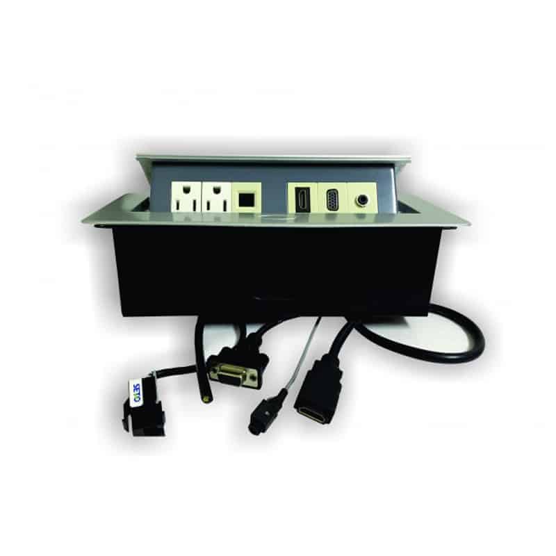 Panel con conectores Redleaf PT366B con poder, VGA, audio 3.5 mm, USB, HDMI y red para escritorio