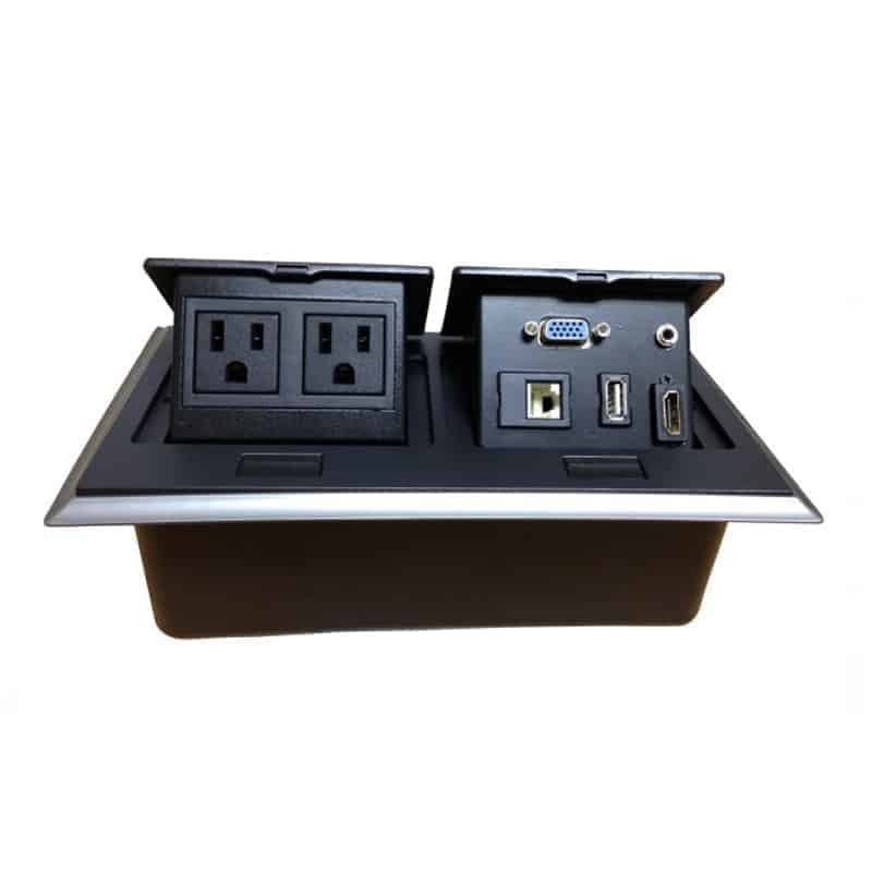 Panel con conectores Redleaf PT366B con poder, VGA, audio 3.5 mm, USB, HDMI y red para escritorio