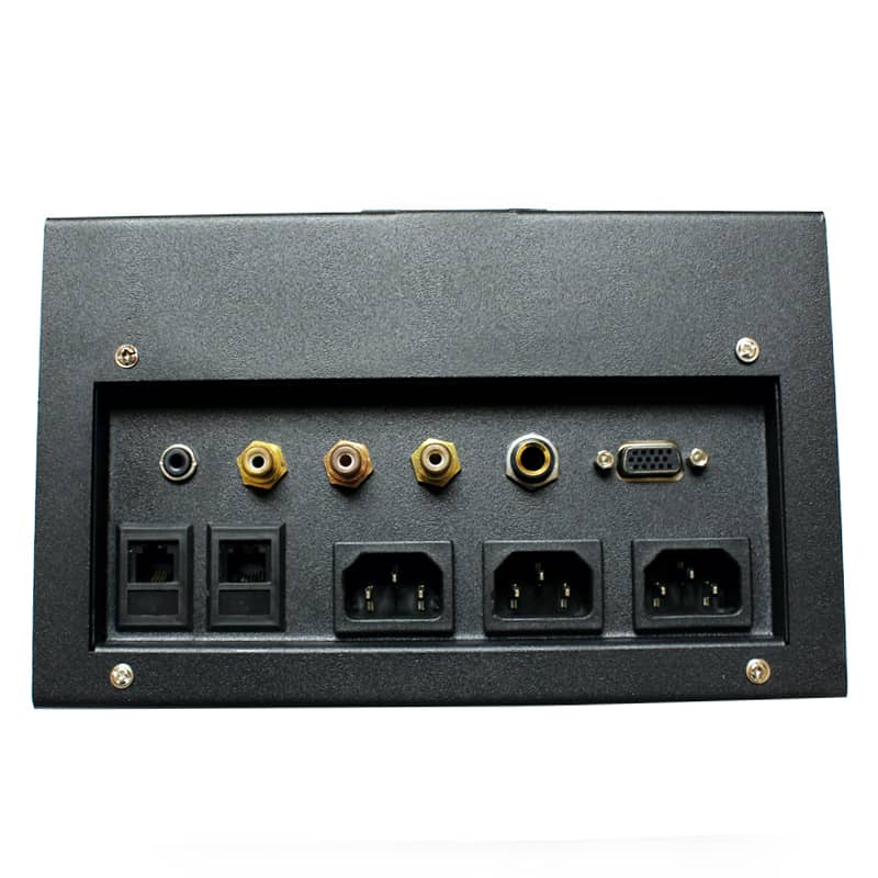 Panel Redleaf para escritorio con 3 conectores AC, 2 de red, VGA, audio, micrófono de 1/4 y RCA