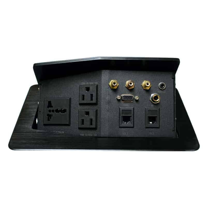 Panel Redleaf para escritorio con conectores AC, 4 de red, VGA, audio de 3.5 mm y RCA