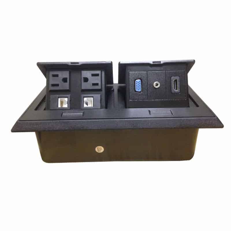 Panel con conectores Redleaf PT866B con 2 de poder, 2 de red, VGA, audio y HDMI para escritorio