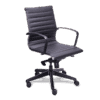 Silla operativa retro negra 2402-VN01 en vinipiel con brazos y base de aluminio pulido