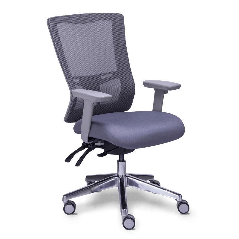 Silla operativa Quadra mesh con respaldo de malla y asiento de tela gris