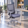 Silla Ejecutiva Quadra Mesh y Tela Gris Estructura Gris - Thumbnail Image 1