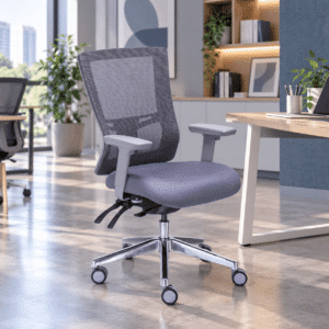Silla Ejecutiva Quadra Mesh y Tela Gris Estructura Gris