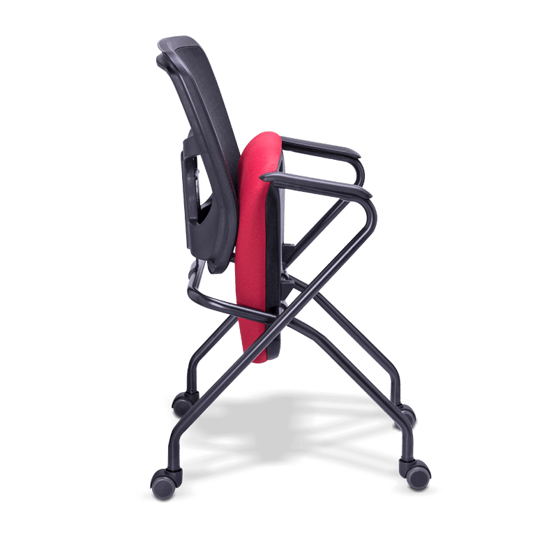 Silla de visita RE-1515 multifuncional con respaldo de mesh negro y rodajas