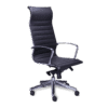 Silla de oficina ejecutiva Retro en vinipiel negro con estructura cromada, RE-1750