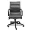 Silla operativa retro negra 2402-VN01 en vinipiel con brazos y base de aluminio pulido