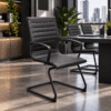 Silla de Visita Retro en Vinipiel Negro, Estructura Negro - Thumbnail Image 1