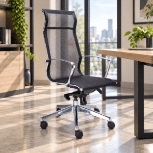 Silla de Oficina Ejecutiva Retro Asiento y Respaldo en Mesh Negro
