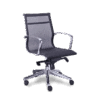Silla operativa retro mesh negra con estructura cromo y base de aluminio pulido