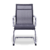 Silla de visita retro mesh negra con estructura cromada tipo trineo y brazos fijos