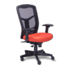 Silla operativa re-1951 con asiento en tela naranja y respaldo en mesh negro