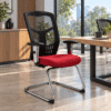 Silla de Visita RE-1965 Asiento en Tela Rojo y Respaldo en Mesh Negro - Thumbnail Image 1